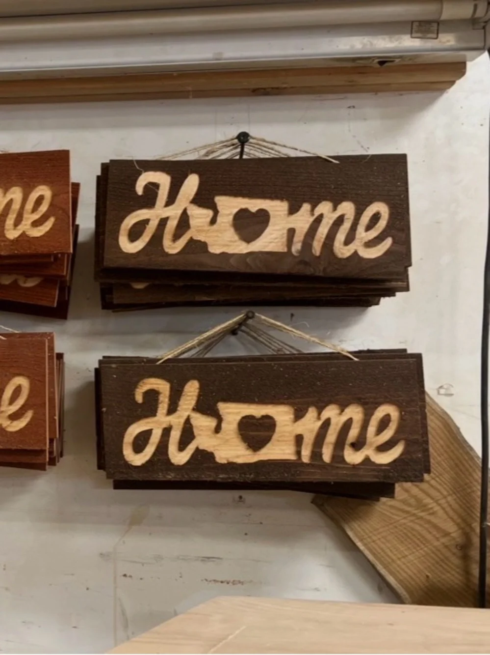 Rustic Carved Wood WA State Love Sign - Brown and Natural